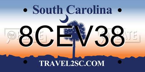 8CEV38 South Carolina License Plate