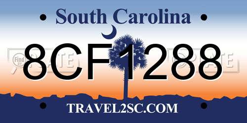 8CF1288 South Carolina License Plate
