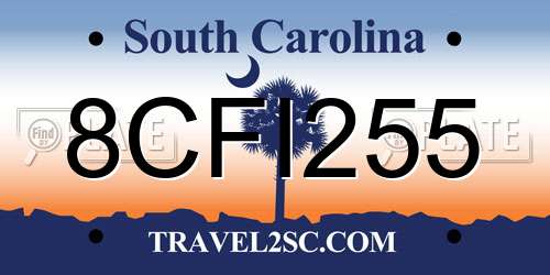 8CFI255 South Carolina License Plate