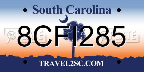 8CFI285 South Carolina License Plate