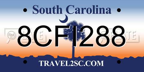 8CFI288 South Carolina License Plate