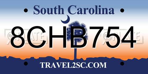 8CHB754 South Carolina License Plate