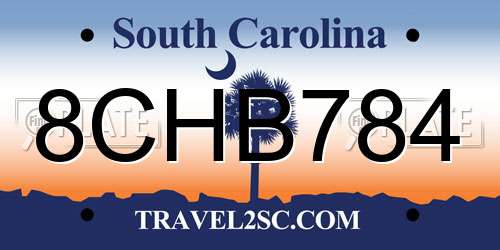 8CHB784 South Carolina License Plate