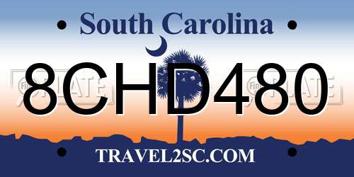 8CHD480 South Carolina License Plate