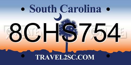 8CHS754 South Carolina License Plate