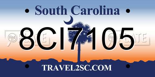 8CI7105 South Carolina License Plate