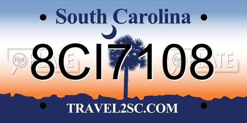 8CI7108 South Carolina License Plate