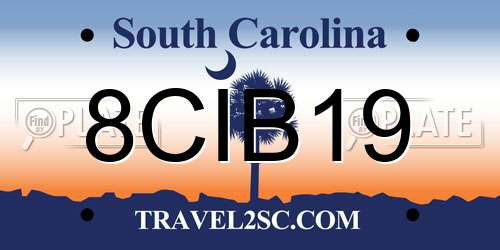 8CIB19 South Carolina License Plate