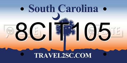 8CIT105 South Carolina License Plate