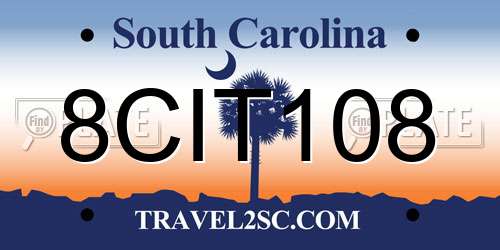 8CIT108 South Carolina License Plate