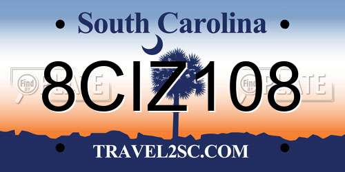 8CIZ108 South Carolina License Plate