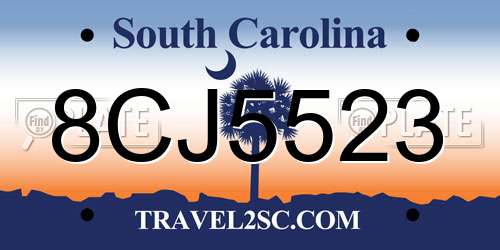 8CJ5523 South Carolina License Plate