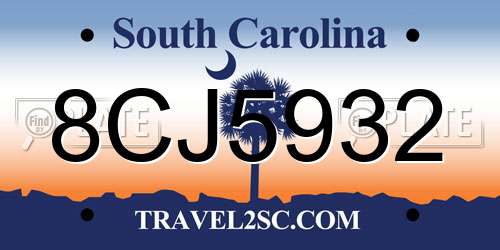 8CJ5932 South Carolina License Plate