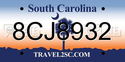8CJ8932 South Carolina License Plate