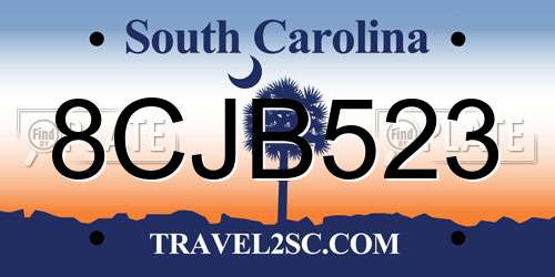 8CJB523 South Carolina License Plate