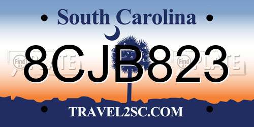 8CJB823 South Carolina License Plate