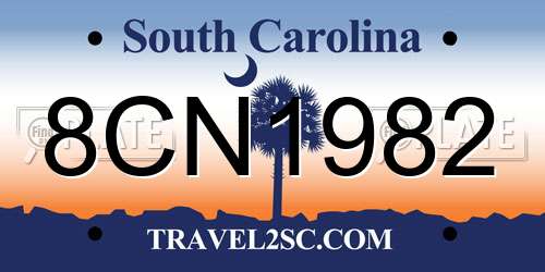 8CN1982 South Carolina License Plate