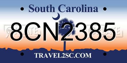 8CN2385 South Carolina License Plate