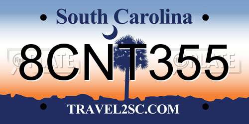 8CNT355 South Carolina License Plate