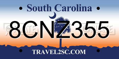 8CNZ355 South Carolina License Plate