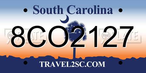 8CO2127 South Carolina License Plate
