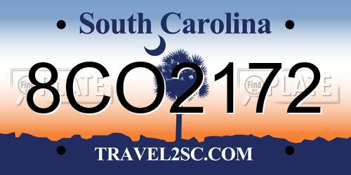 8CO2172 South Carolina License Plate