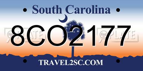 8CO2177 South Carolina License Plate