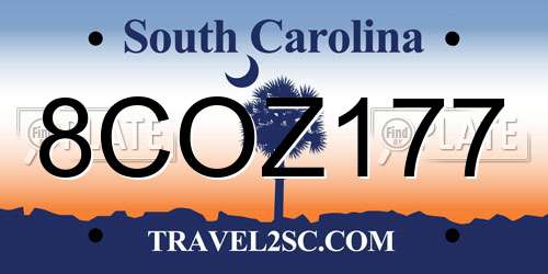 8COZ177 South Carolina License Plate