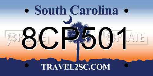 8CP501 South Carolina License Plate