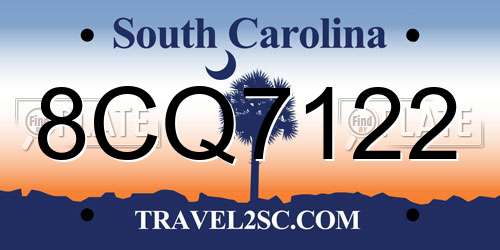 8CQ7122 South Carolina License Plate