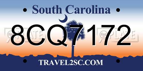 8CQ7172 South Carolina License Plate