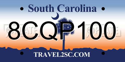 8CQP100 South Carolina License Plate