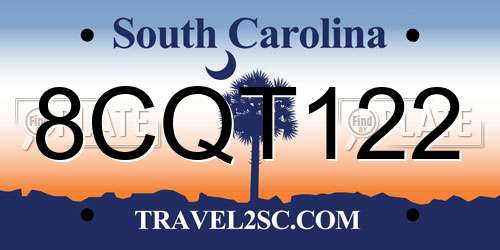 8CQT122 South Carolina License Plate