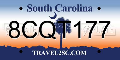 8CQT177 South Carolina License Plate
