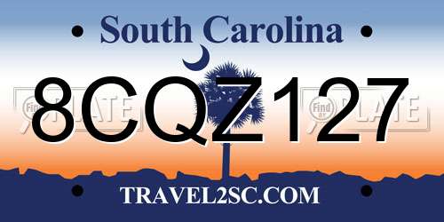 8CQZ127 South Carolina License Plate