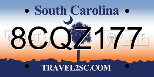 8CQZ177 South Carolina License Plate