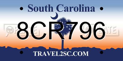 8CR796 South Carolina License Plate