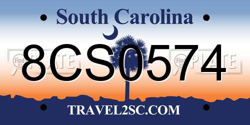 8CS0574 South Carolina License Plate