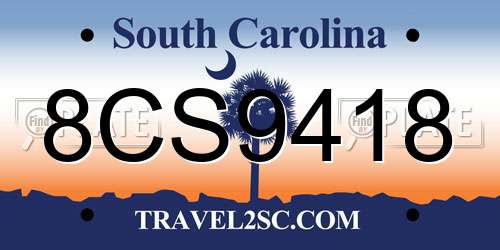 8CS9418 South Carolina License Plate
