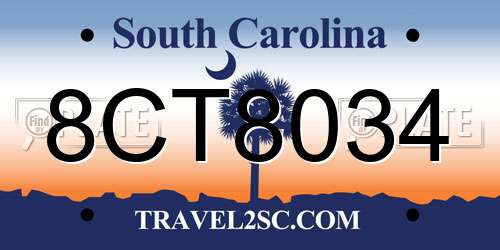 8CT8034 South Carolina License Plate