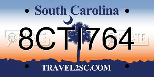 8CTI764 South Carolina License Plate