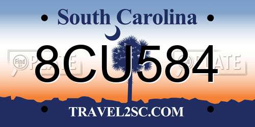 8CU584 South Carolina License Plate