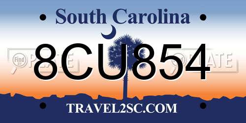8CU854 South Carolina License Plate