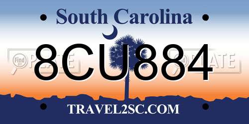 8CU884 South Carolina License Plate