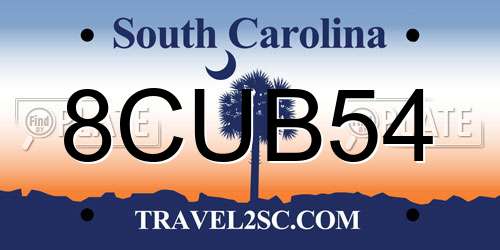8CUB54 South Carolina License Plate