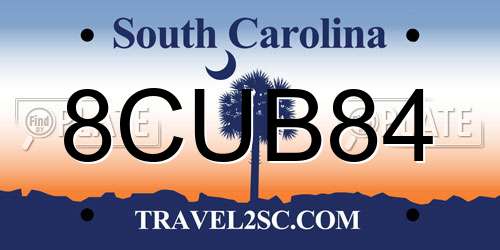 8CUB84 South Carolina License Plate