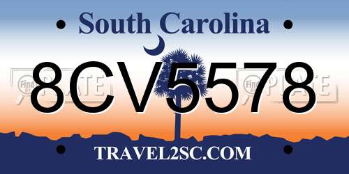 8CV5578 South Carolina License Plate