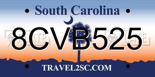 8CVB525 South Carolina License Plate