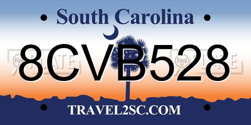 8CVB528 South Carolina License Plate