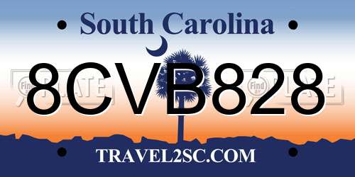 8CVB828 South Carolina License Plate